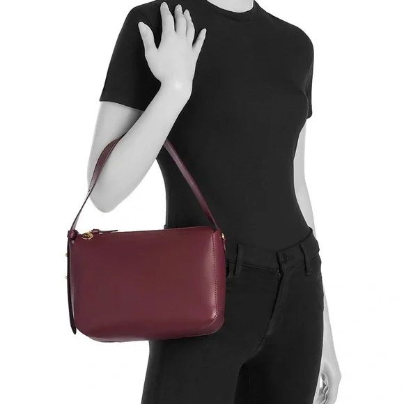 Clare V. Fleurine Leather Shoulder Bag in (Plumingo) Exclusive Color - Picture 7 of 8